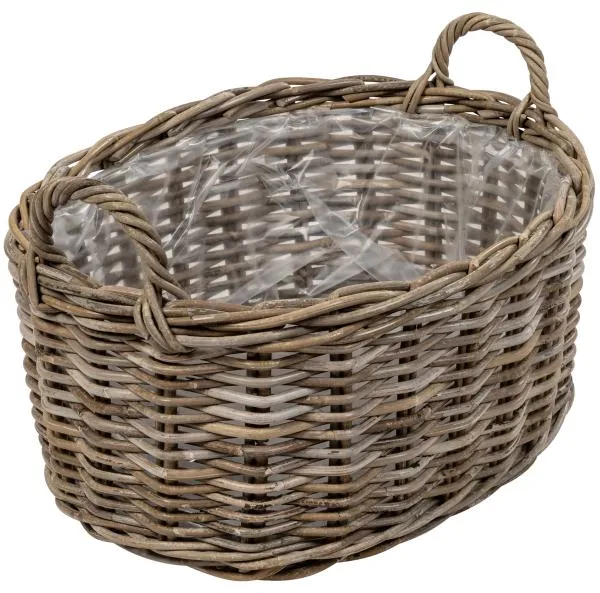 Oval kurv med håndtak 60x47x28cm